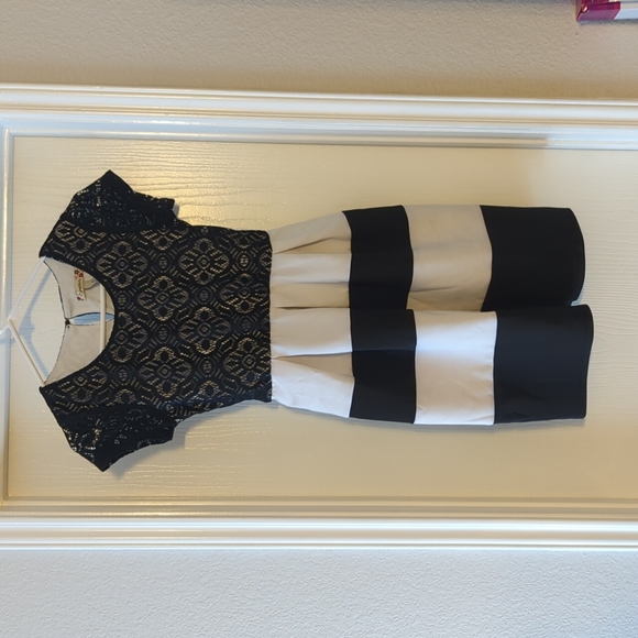 Speechless Other - Speechless Black and White Striped Formal Dress, size 16